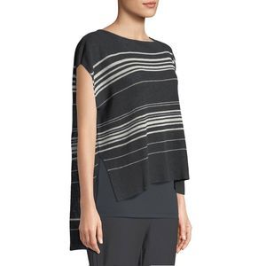 Eileen Fisher Fine Organic Linen Crepe Knit Poncho Lagenlook Fit up to M/L